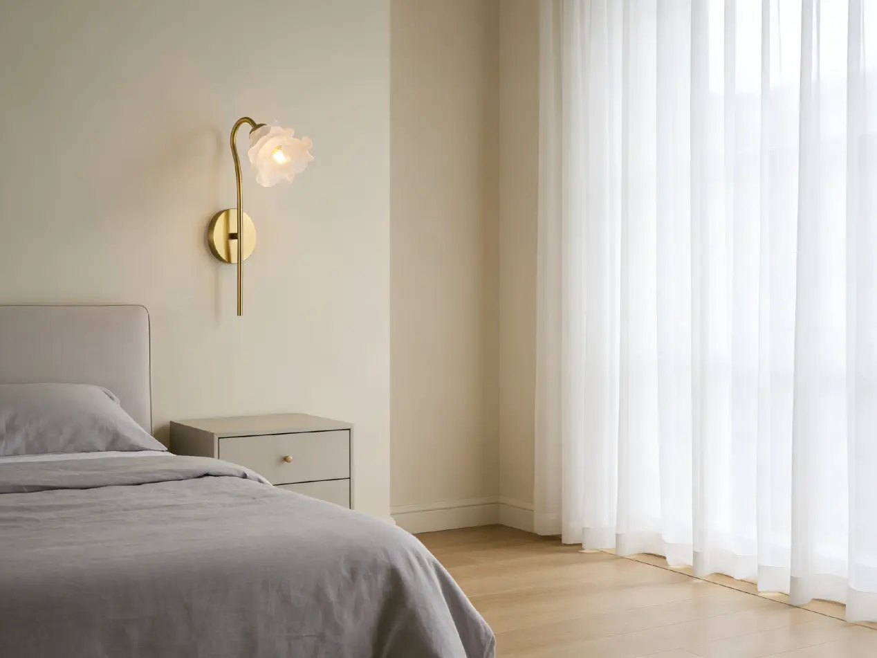 Modern Floral Brass Wall Sconce